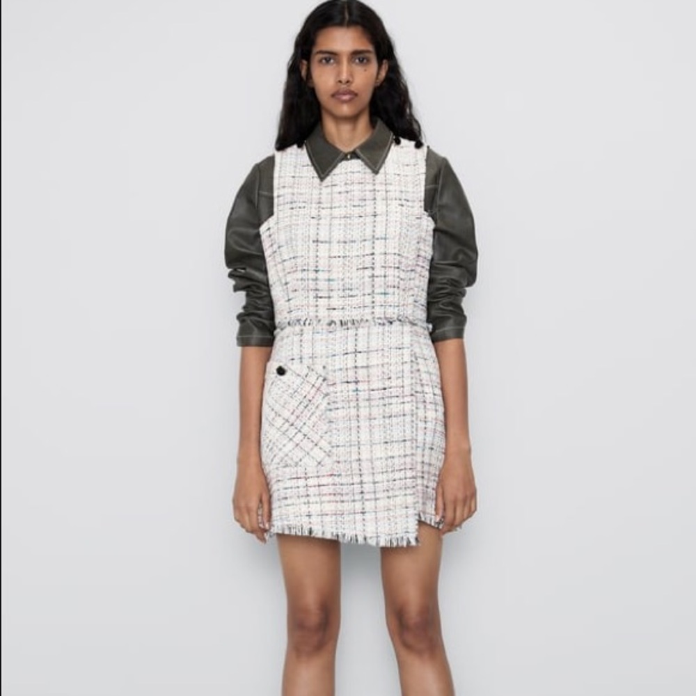 Zara Tweed Buttoned Jumpsuit NWT Size Large